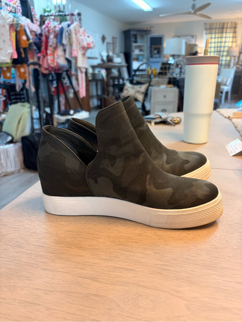 Steve Madden dark Green Camo Slip-On Wedge Sneakers